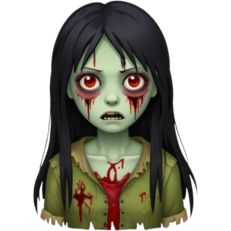 girl zombie with black long hair and franja emoji