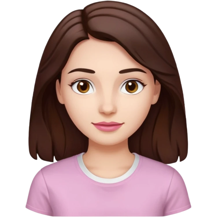 Tom de pele: clara com fundo rosado
Cabelos: longos, castanho escuro, levemente ondulados
Sobrancelhas: bem definidas e cheias
Olhos: castanhos claros (podem ser destacados com brilho)
Traços marcantes: lábios cheios e sorriso suave emoji
