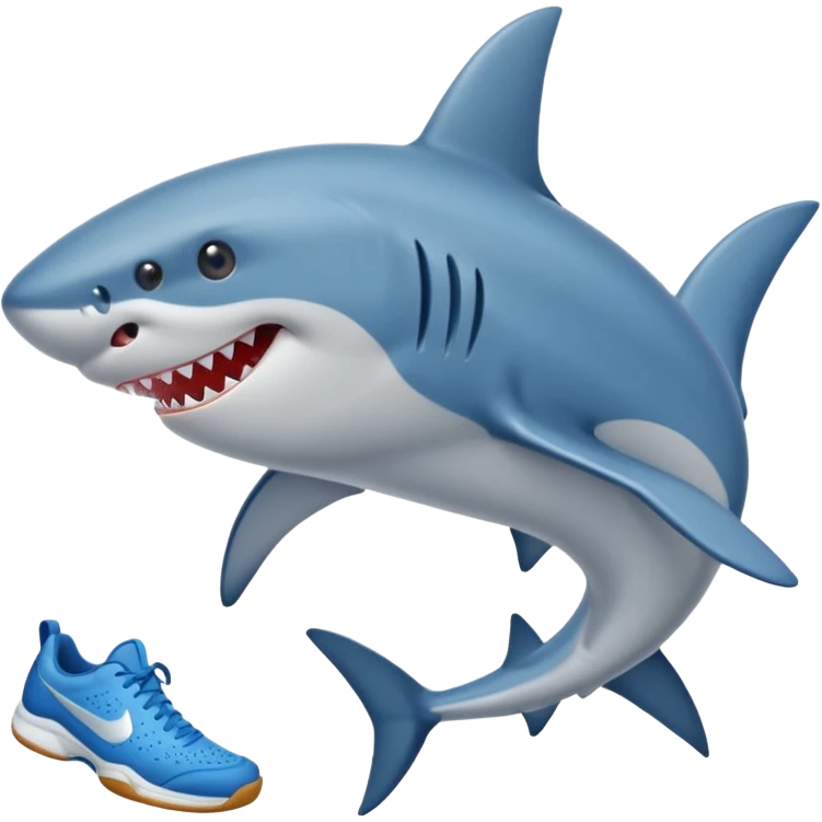 Un requin qui porte des chaussures de tennis bleu emoji