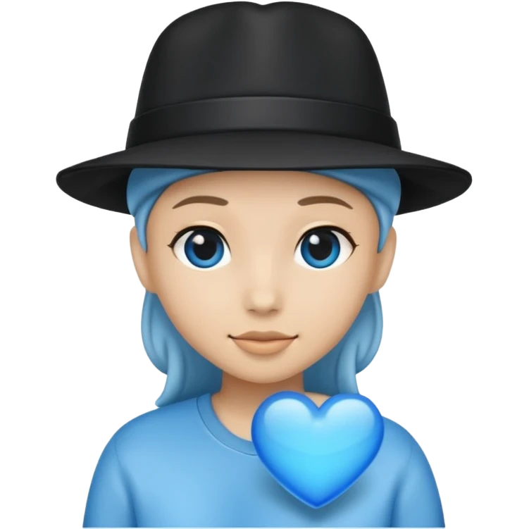a blue heart with a black hat  emoji