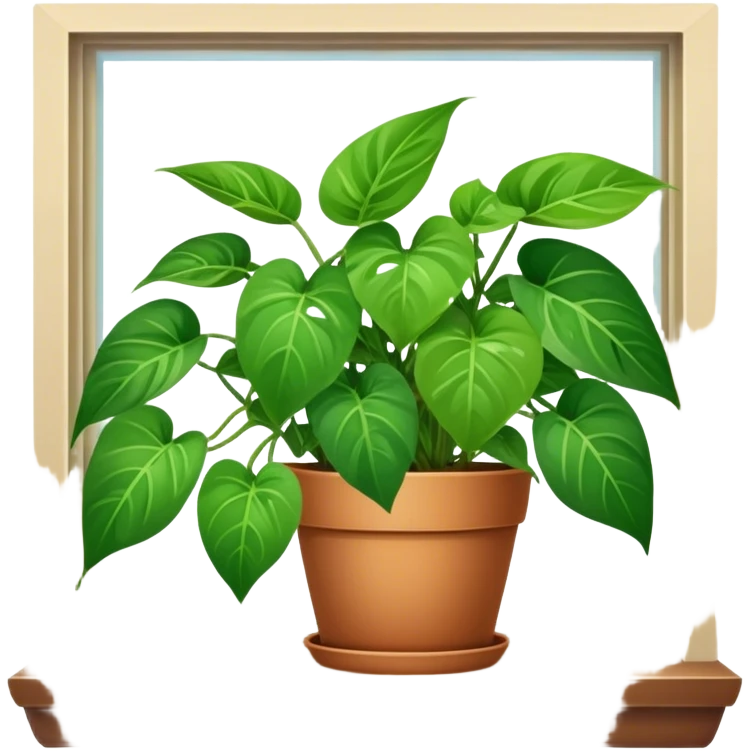 Potted Pothos plant sitting in a window emoji