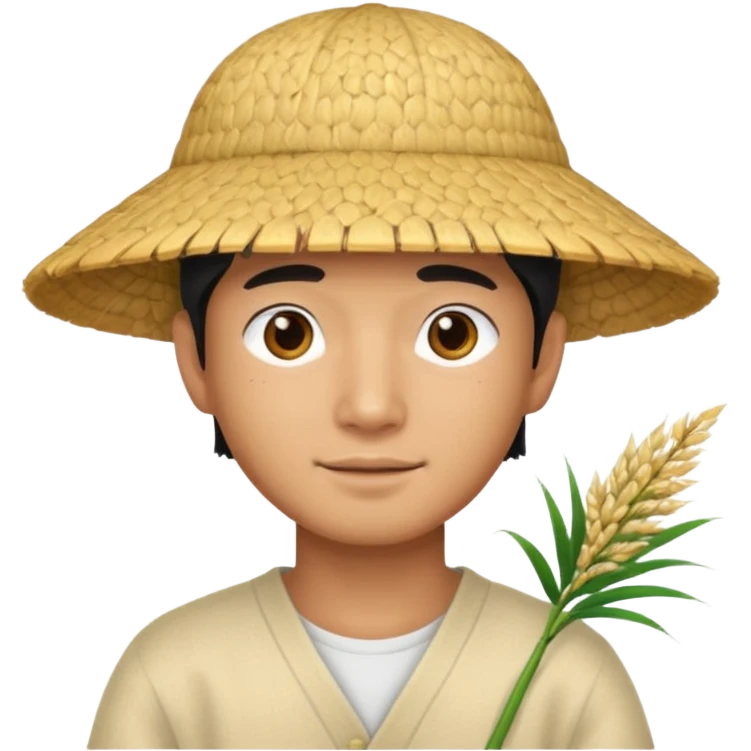 Asian guy with a rice hat emoji