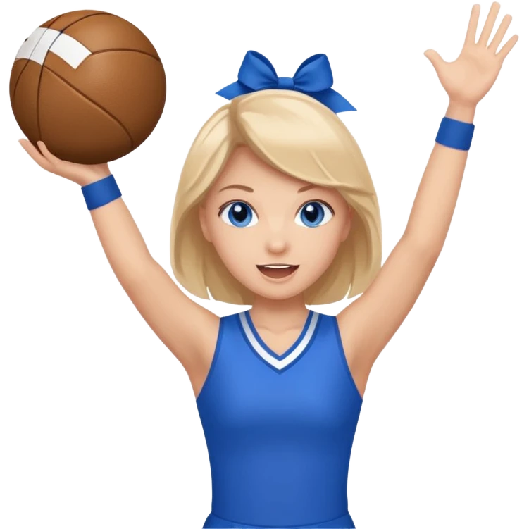 football cheerleader, holding a cheering ball, blue emoji