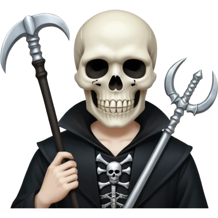 Silver skull death gothic With a scythe  emoji