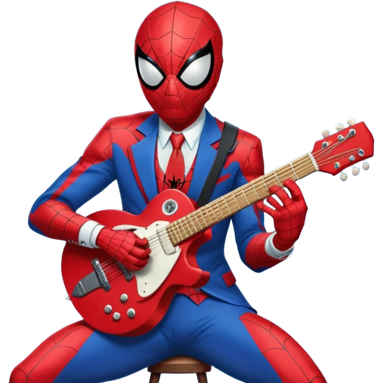 Big spider-man playing in the guitar  emoji