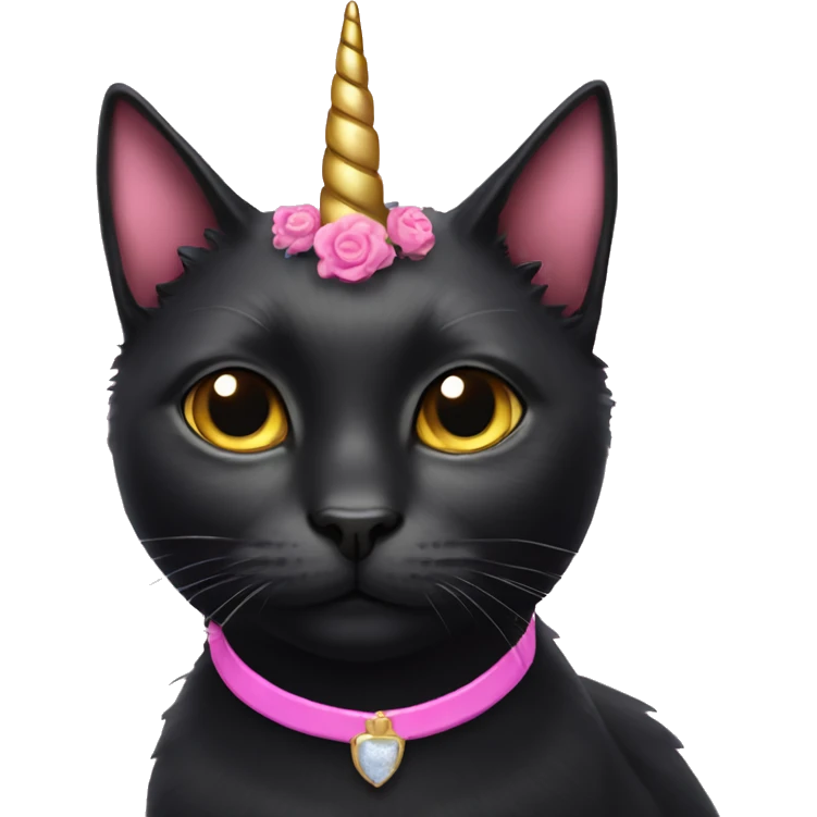 Black cat with pink collar and unicorn wings emoji