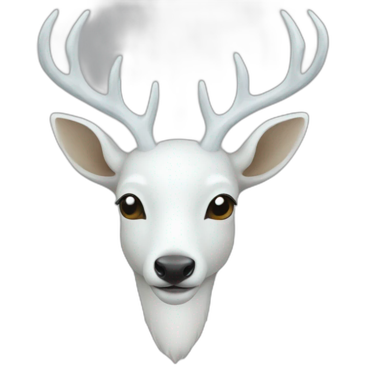 white deer reflected in the mirror emoji