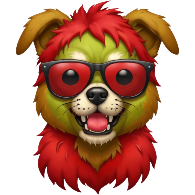 Zombie dog with red hair and sun glasses emoji
