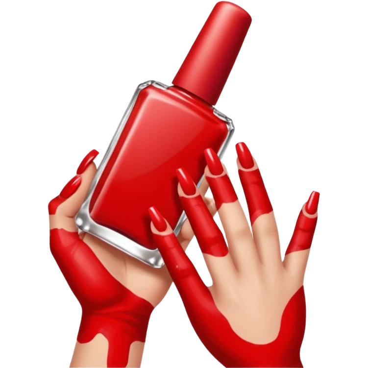 hand with painted nails and nail polish bottle emoji