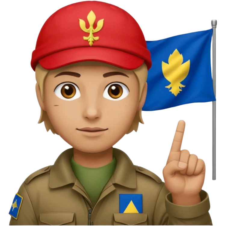 Red with tactical capholding bosnia flag one finger up emoji