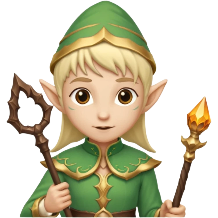 different color elve with staff emoji