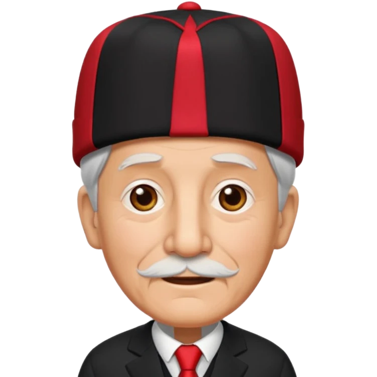 black suited old man with red fes hat emoji