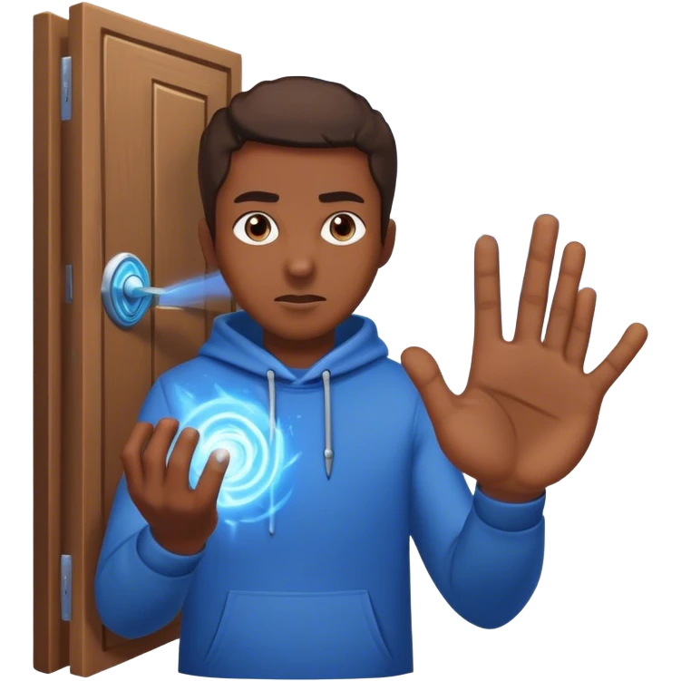 A closed door with a knuckles knocking on it. Because success isn’t about waiting—it’s about knocking until someone answers.blue power magic on knocking emoji