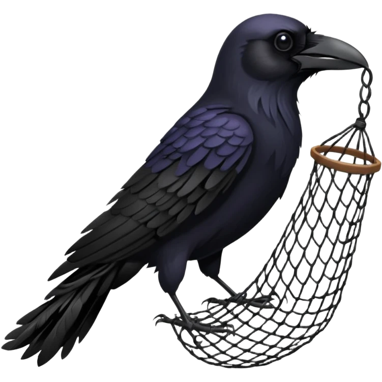 A raven getting caught by a handheld net emoji