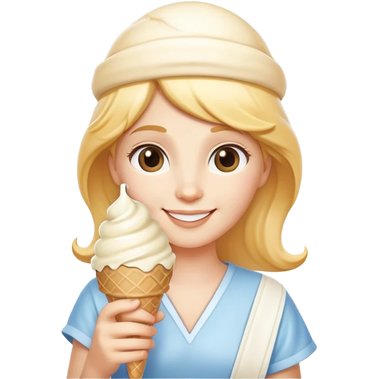 smiling Athena with white ice cream cone emoji