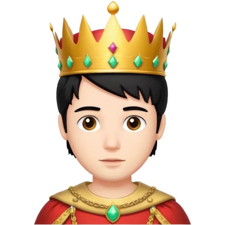 black hair young king and peach emoji