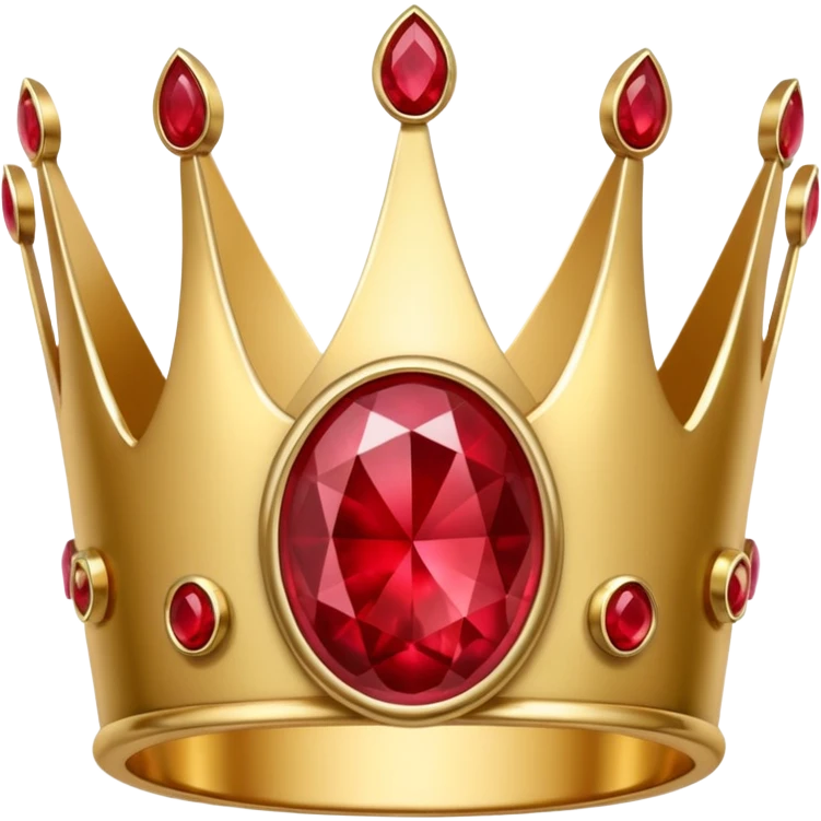 couronne en or à 3 pointes avec un énorme rubis au centre en cabochon emoji