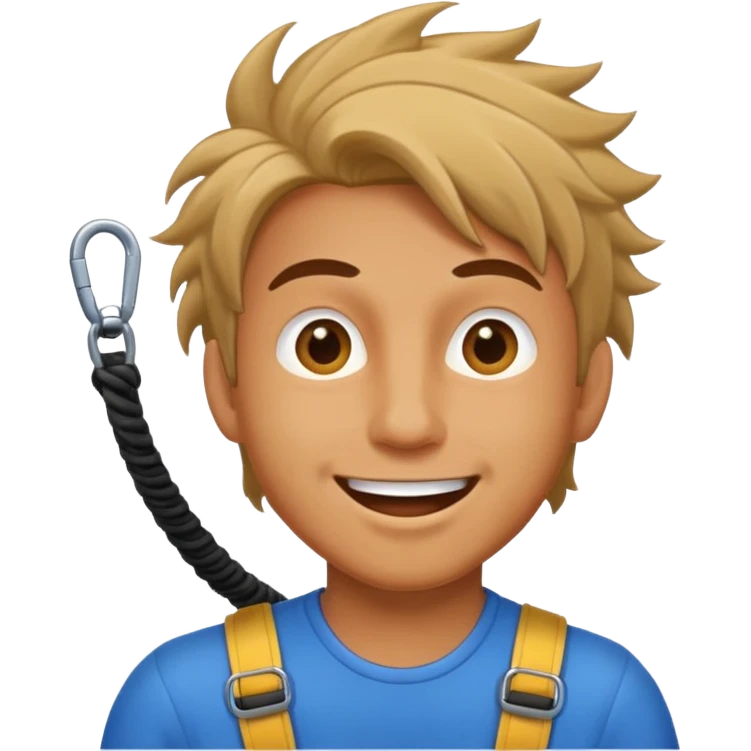 bungee jumping man face only with flying hair emoji