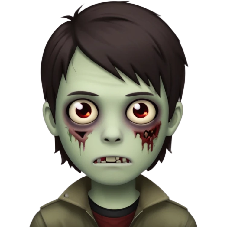 boy zombie with darkish brown kinda long hair emo, no glasses emoji