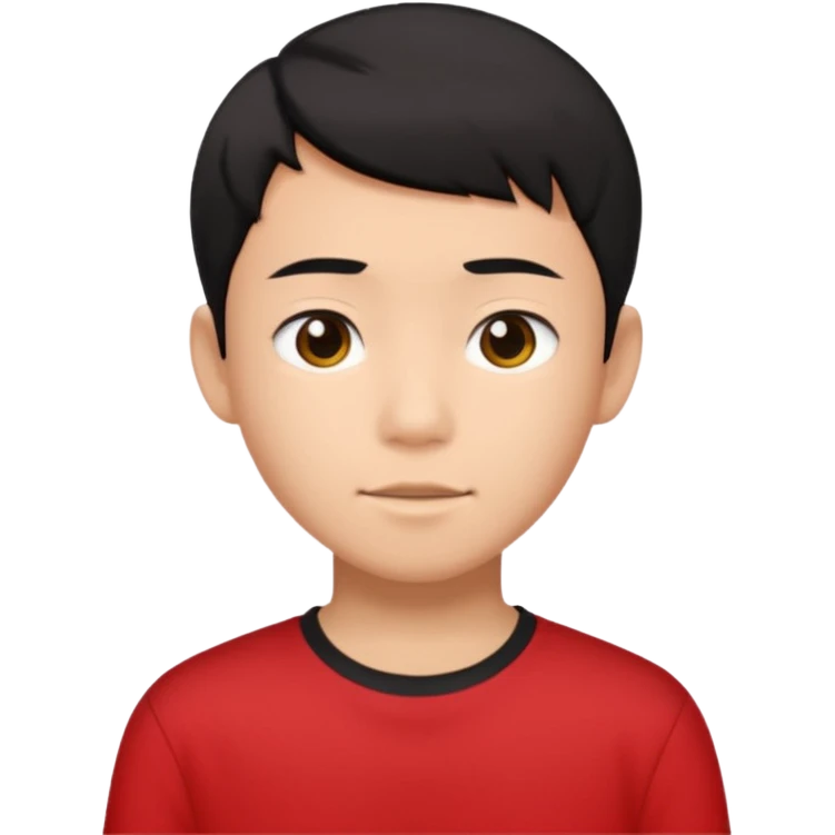 asian boy teenager black short hair red shirt emoji
