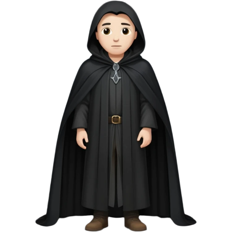 A wandering philosopher in a long black cloak full height emoji