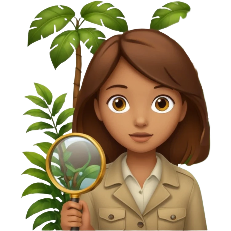 a girl with jungle and magnifying glass emoji