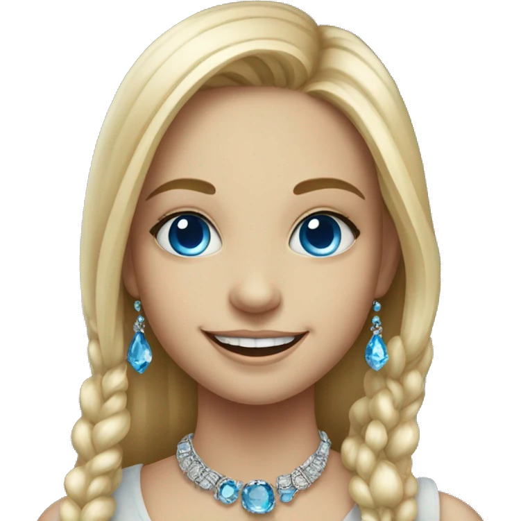 smiling girl in jewelry portrait with blue eyes emoji