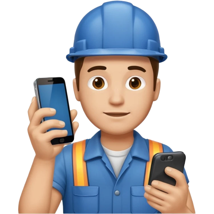 blue collar worker with smartphone emoji