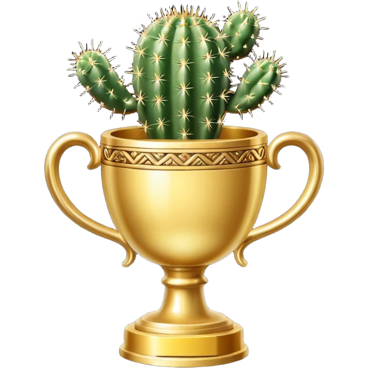 gold cactus cup trophy no face emoji