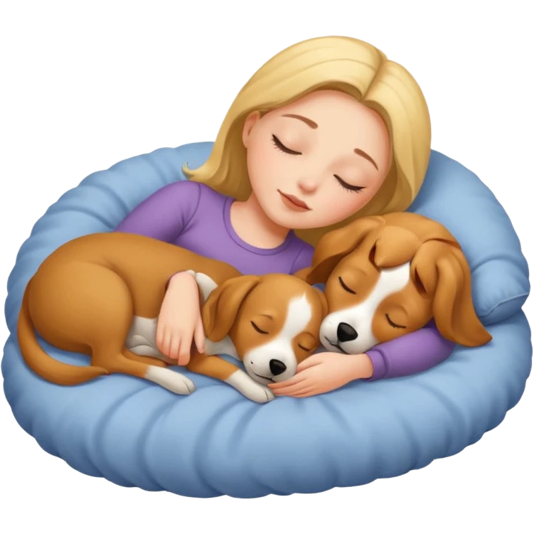 a girl sleeping with her dog emoji