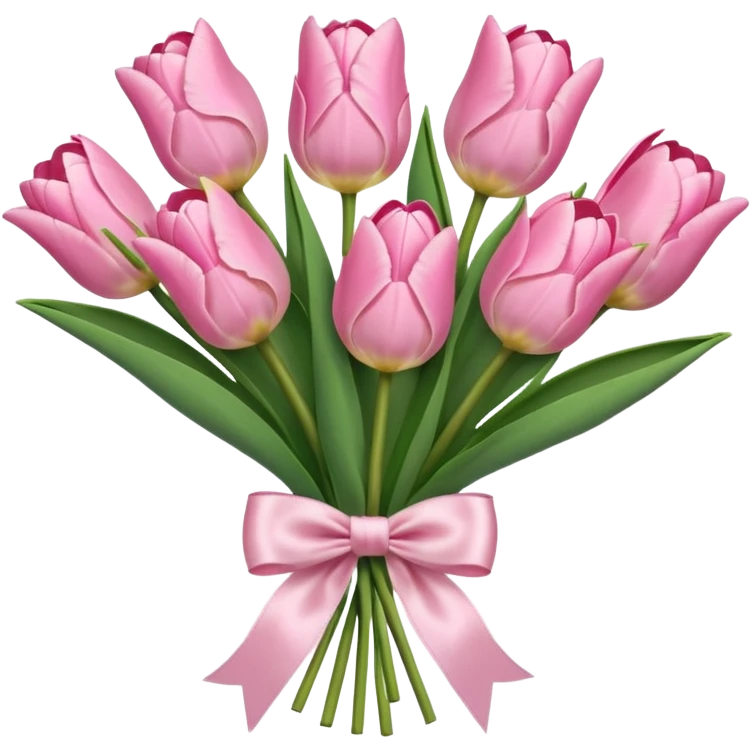 Light Pink tulip bouquet with a light pink bow  emoji