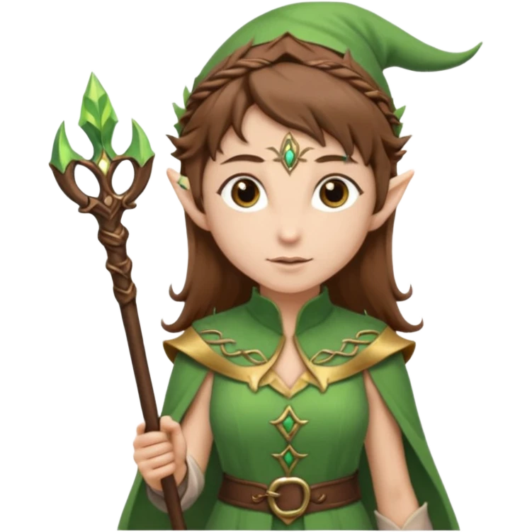 elf with staff brown hair, no hat emoji