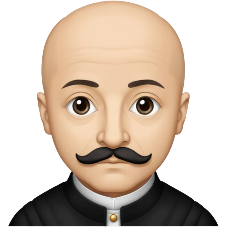 a hand drawn black outline portrait of philosopher Montaigne with similar-sized eyes based a famous portrait of him emoji