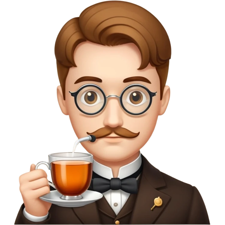 A person with a monacle and a cup of tea emoji