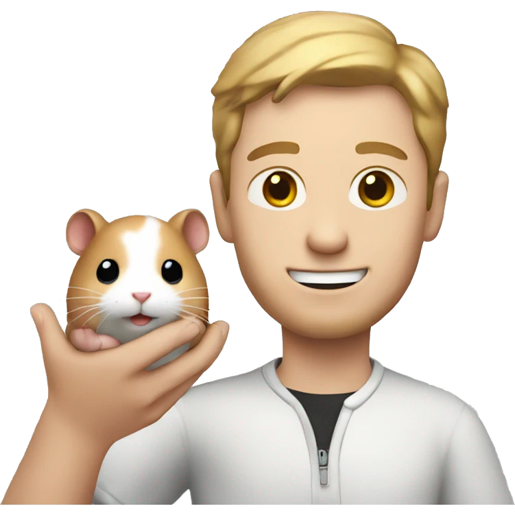 white man holding a hamster in his hand emoji