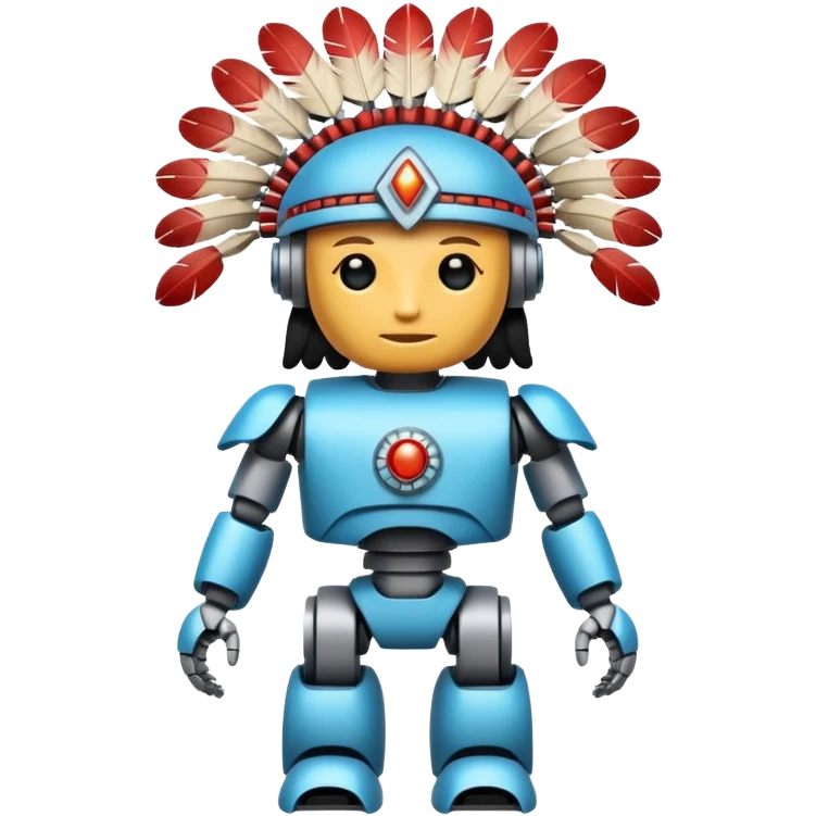 Full Robotic figure wearing native American regalia emoji