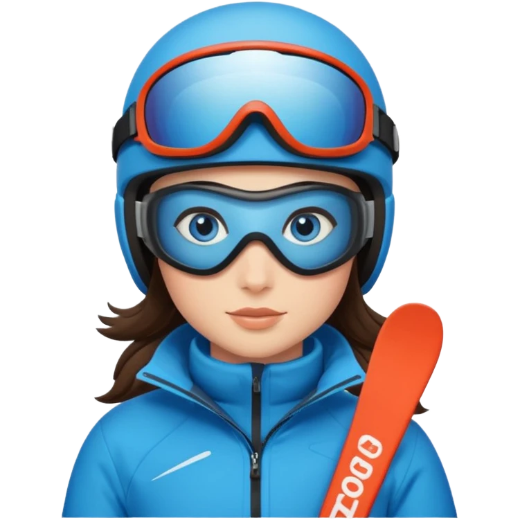 brunette with blue eyes skiing downhill  emoji