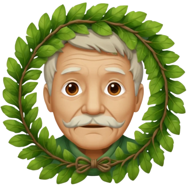 an old man wearing a large leaf wreath emoji