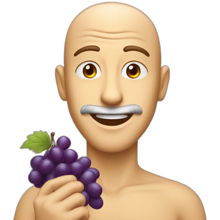 Guy with long nose throwing grape fruits emoji
