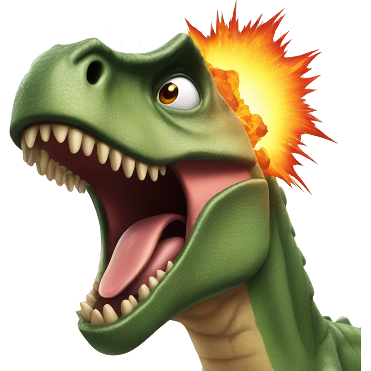 dinosaur exploding head shocked emoji