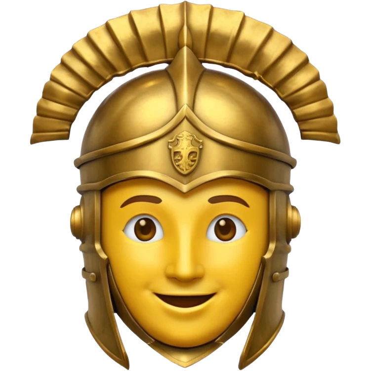 round emoji head with roman empire knight helmet emoji