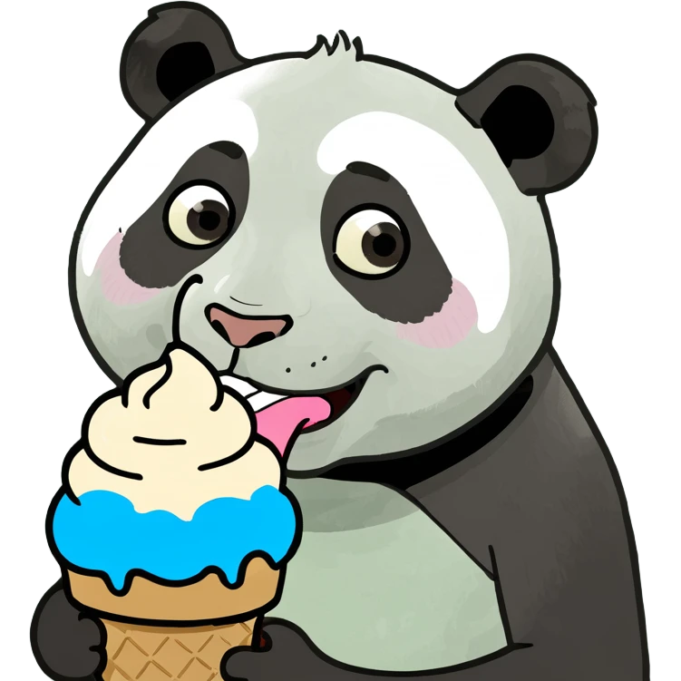 Panda eating ice cream emoji