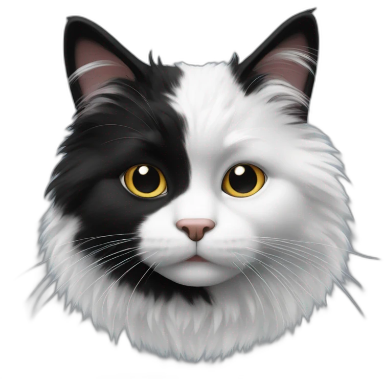 fluffy black and white cat emoji