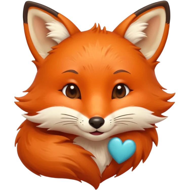 A iOS style fox with a kissing & winky face and a small heart emoji