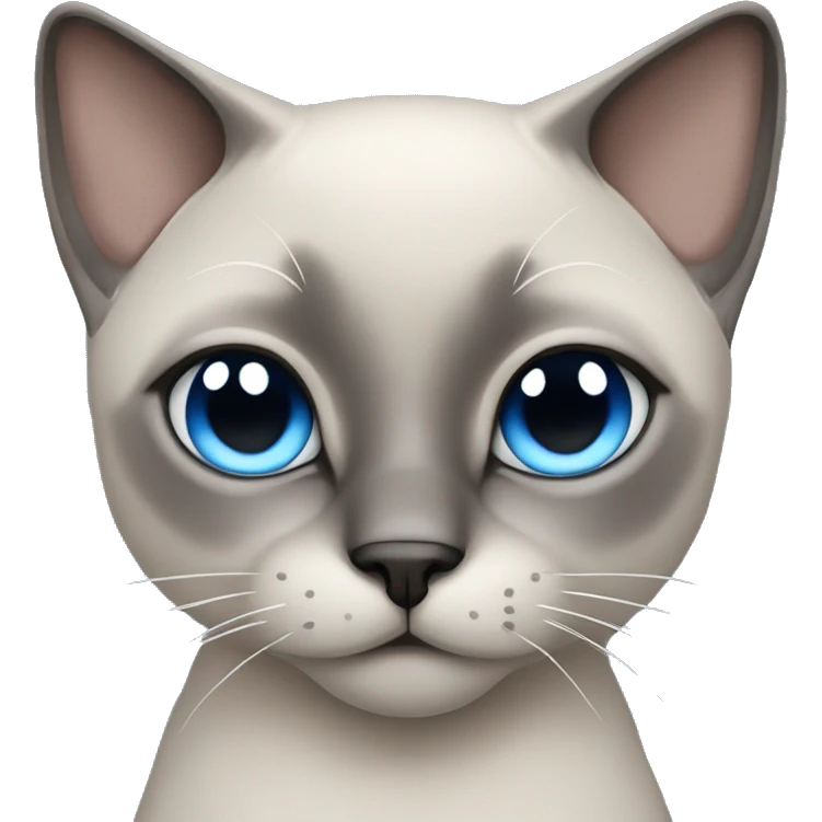 Gray Siamese cat with blue eyes that squint emoji