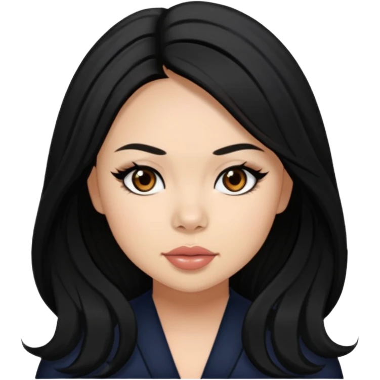 Janel Parrish with black long hair  emoji