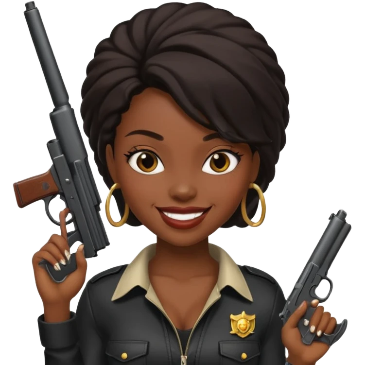 A sexy black female gang member with a gun emoji