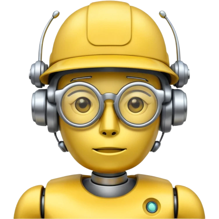 glasses robot with yellow hat  emoji