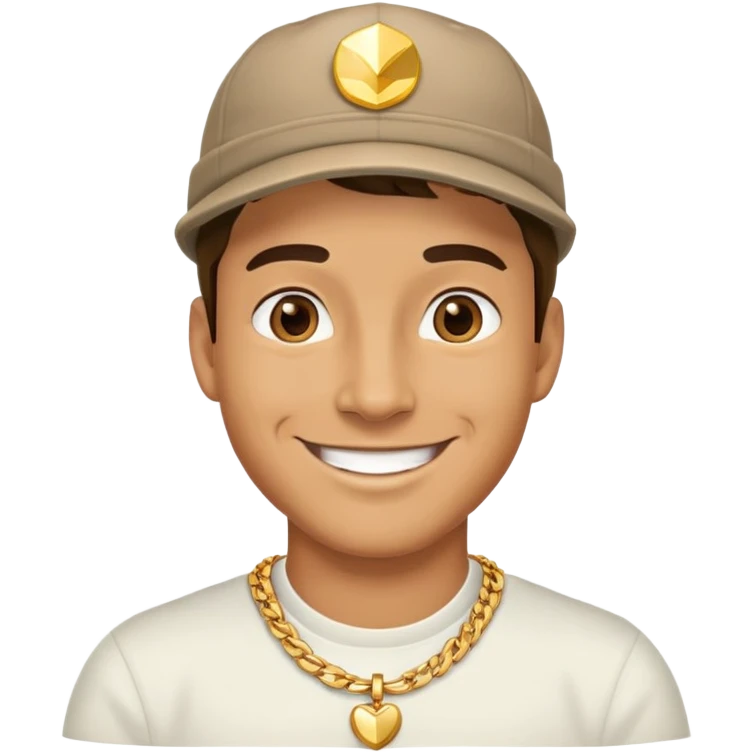 smiling man with a cap and gold necklace emoji
