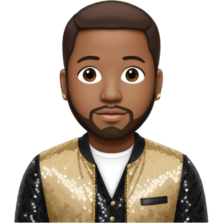 Wanya Morris from Boyz II Men with dark brown hair, black sequin outfit emoji
